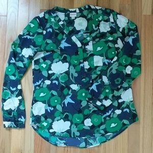Merona Green Floral Blouse - M